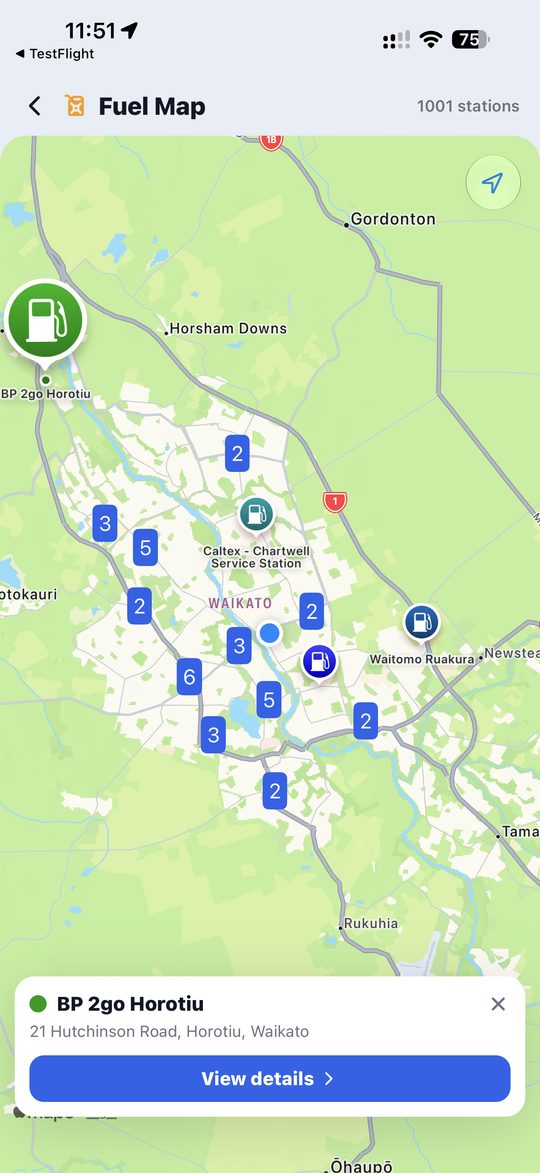PriceMate fuel stations on the map